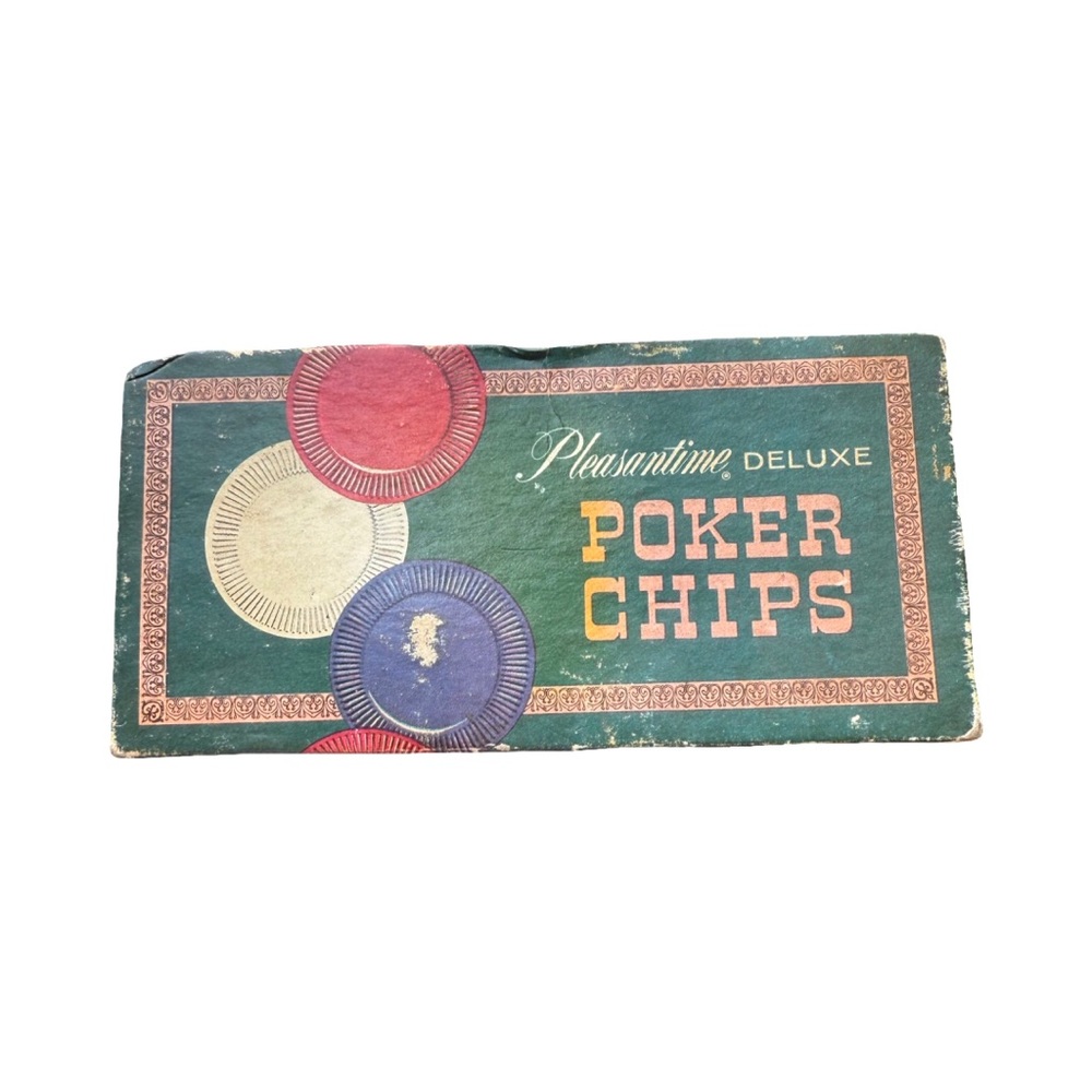 Deluxe Poker Chips Set - Red, Blue, Cream 1963